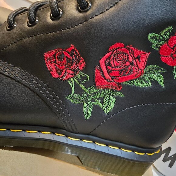 Dr Martens 1460 Vonda 8 Eye Lace Up Rose Embroidered COMBAT BOOTS MENS SIZE 10 - Picture 8 of 16
